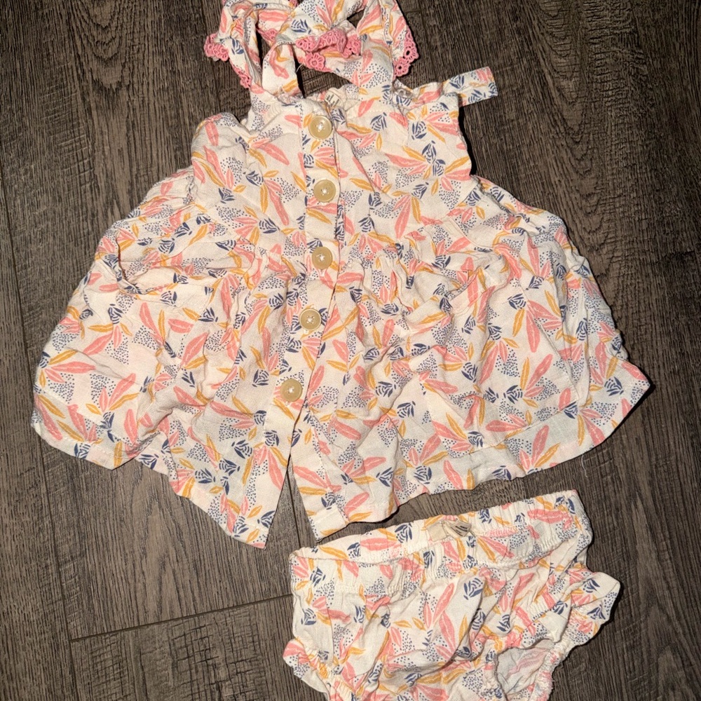 Jessica Simpson Baby Girls' Floral Ruffle Tank & Bloomers - White, Pink, Yellow